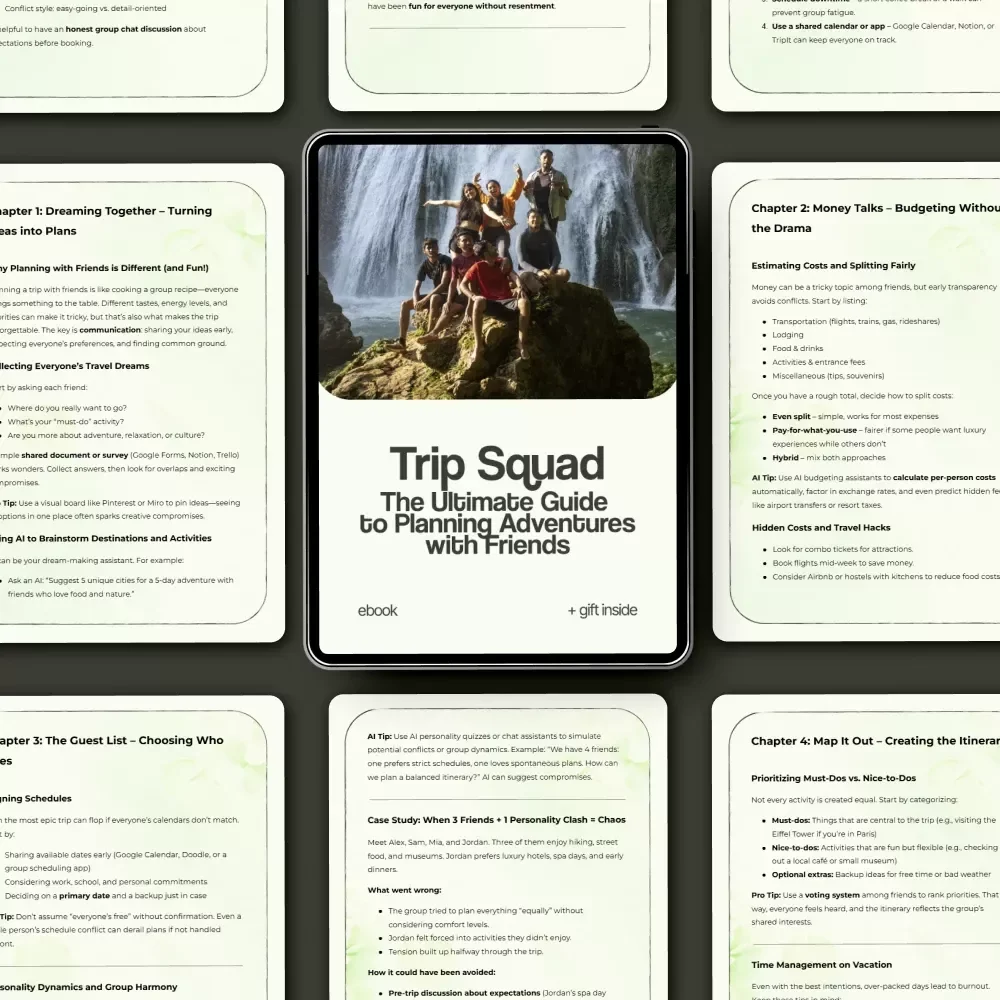 Trip Squad: The Ultimate Guide to Planning Adventures with Friends – A Complete eBook on how to plan a trip with friends, Budgeting, Itineraries, Group Travel Tips & AI Planning Tools