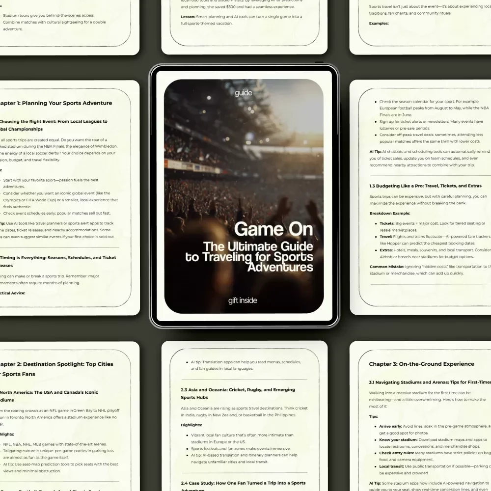 Game On: The Ultimate Guide to Traveling for Sports Adventures – Where to Travel for Sports Events, Stadium Trips, Fan Travel Planner, Digital Download Guide