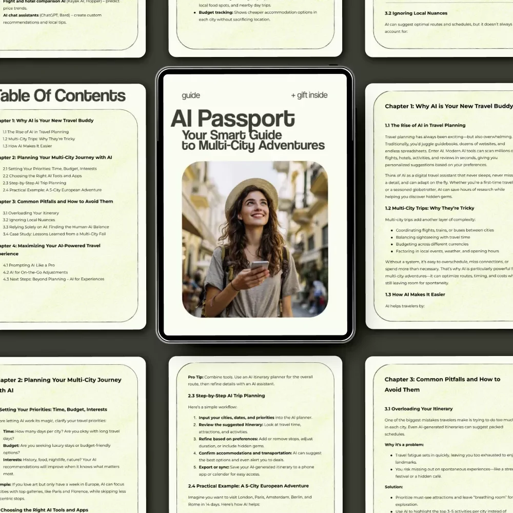 AI Passport: Your Smart Guide to Multi-City Adventures | AI Trip Planner for Multi City Travel Guide, Digital Download eBook, Smart Travel Planning Toolkit