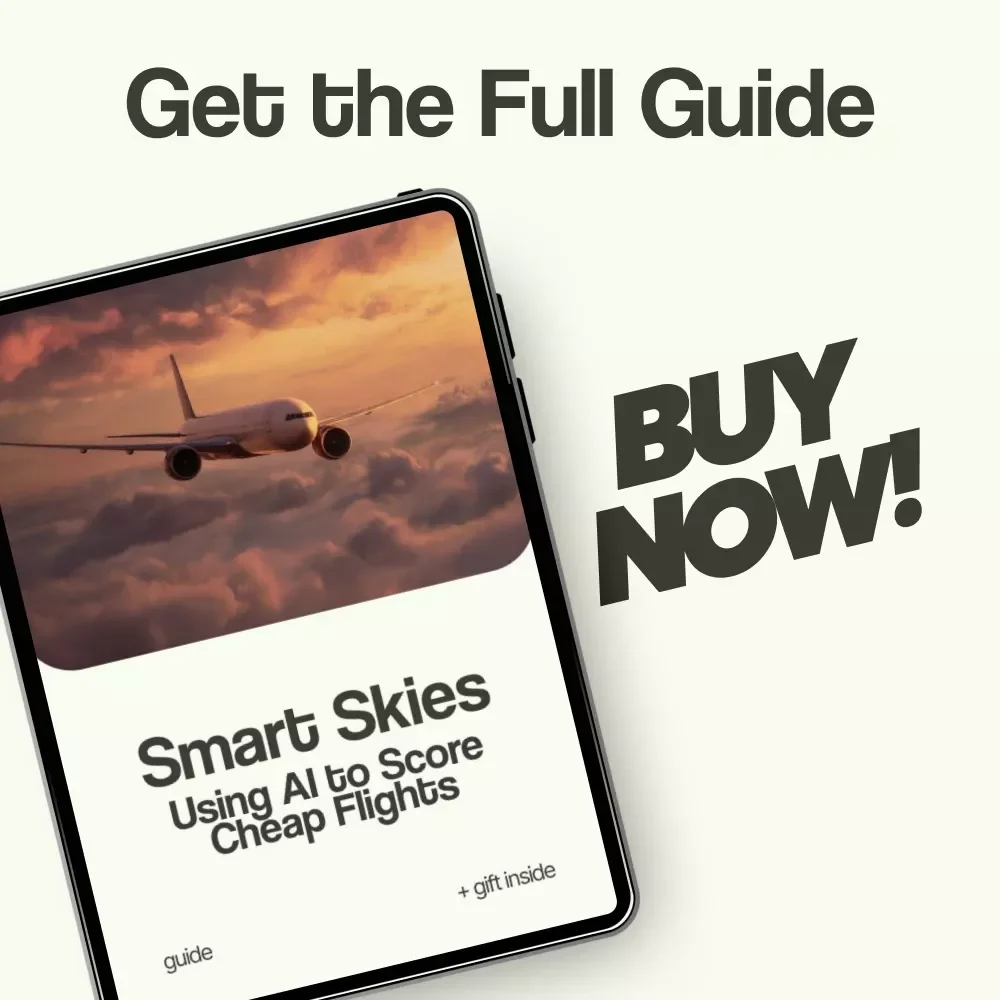 Smart Skies: Using AI to Score Cheap Flights | How to Find Cheap Flights with AI Guide, Travel Hacks eBook, Budget Travel Checklist, Digital Download