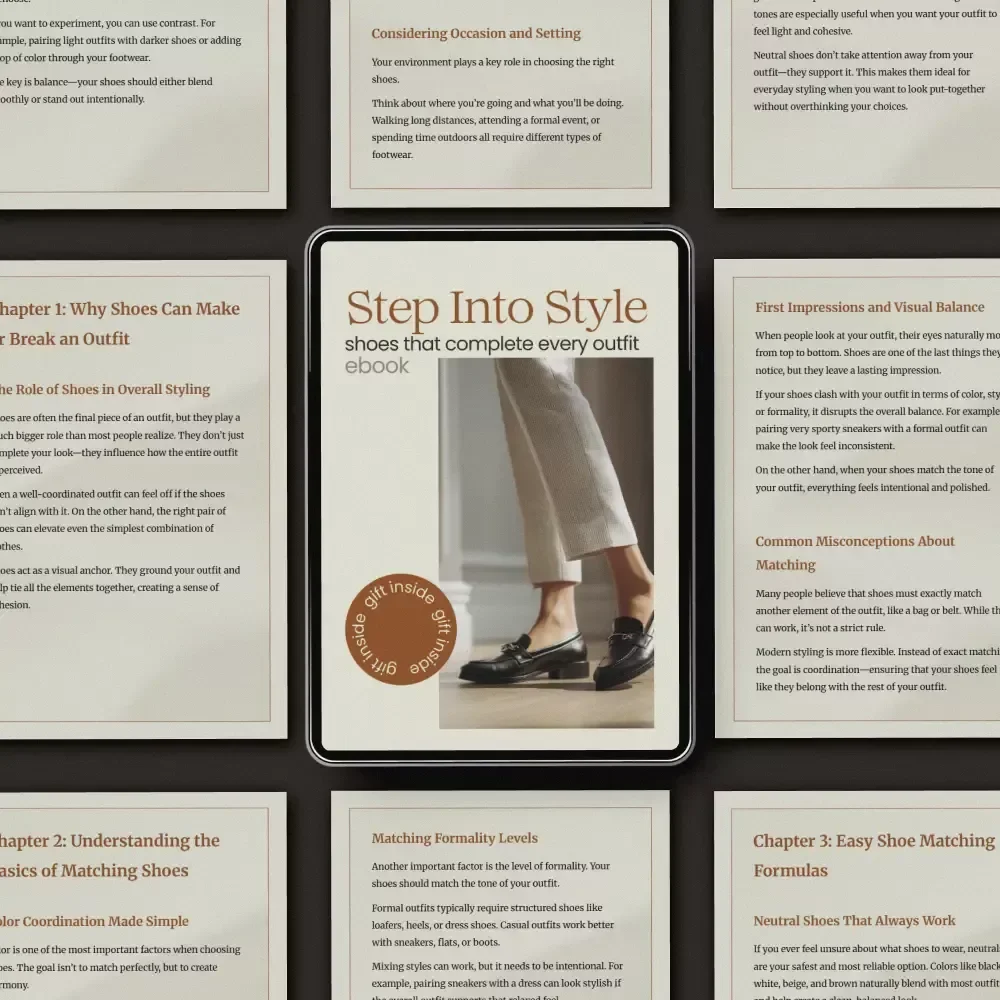Step Into Style Shoes That Complete Every Outfit – The Ultimate Guide on how to match shoes to outfit | Shoe Styling eBook | Outfit Pairing Guide | Digital Download