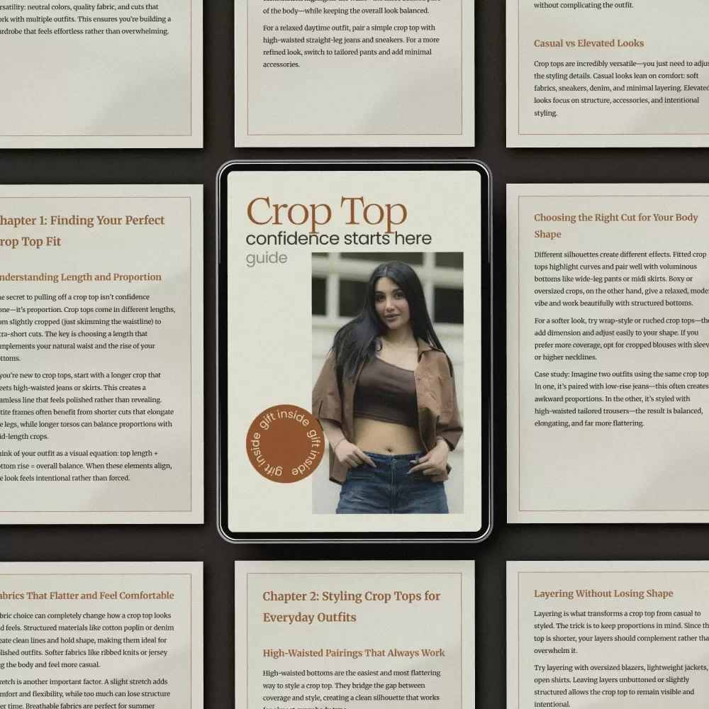Crop Top Confidence Starts Here | Ultimate Crop Top Styling Guide, Outfit Ideas, Body Shape Tips, Everyday & Occasion Looks, Digital Download