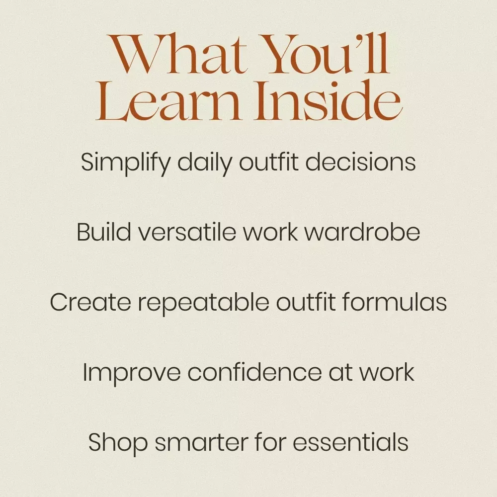 Office Style That Works Every Day – Office Core Outfits Guide, Workwear Capsule Wardrobe eBook, Modern Professional Style Checklist