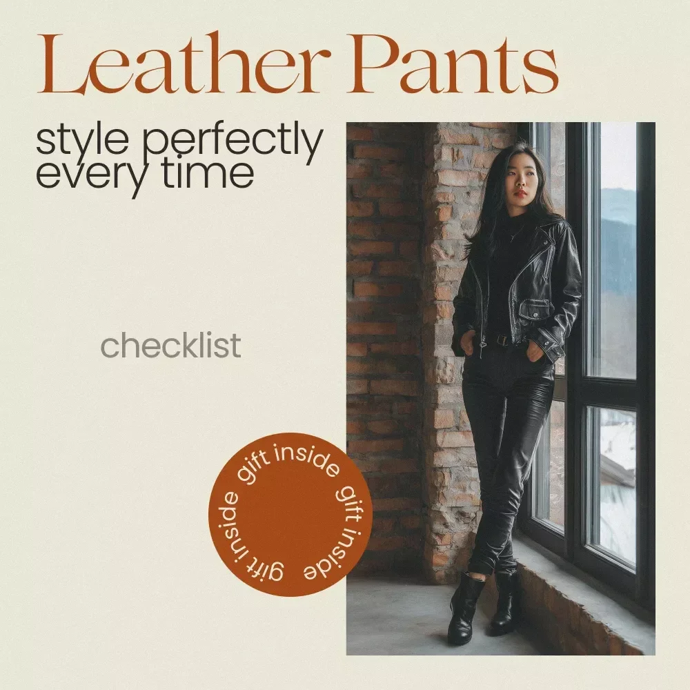 Perfectly Styled Leather Pants Every Time – How to Style Leather Pants Checklist, Outfit Guide, Chic Styling Tips, Fashion PDF Download