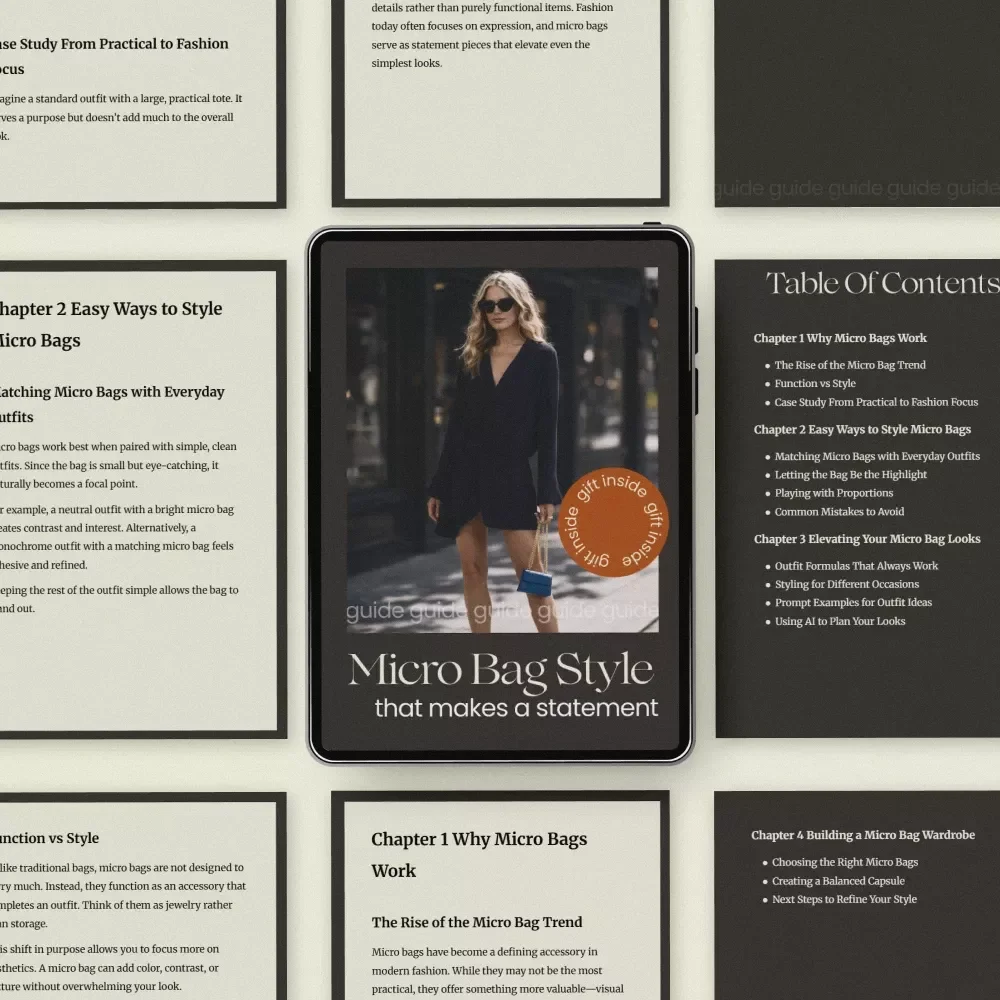Micro Bag Style That Makes a Statement – Micro Bag Styling Guide, Outfit Ideas, Capsule Wardrobe Planner, Digital Download Fashion eBook