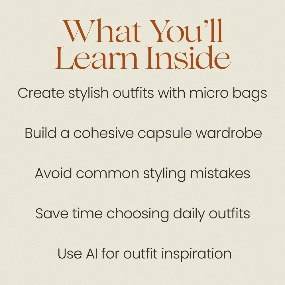 Micro Bag Style That Makes a Statement – Micro Bag Styling Guide, Outfit Ideas, Capsule Wardrobe Planner, Digital Download Fashion eBook