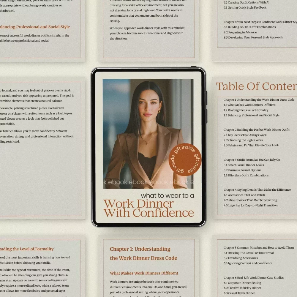 What to Wear to a Work Dinner With Confidence | Ultimate Guide on how to style outfits for work dinner | Professional Outfit Planner eBook