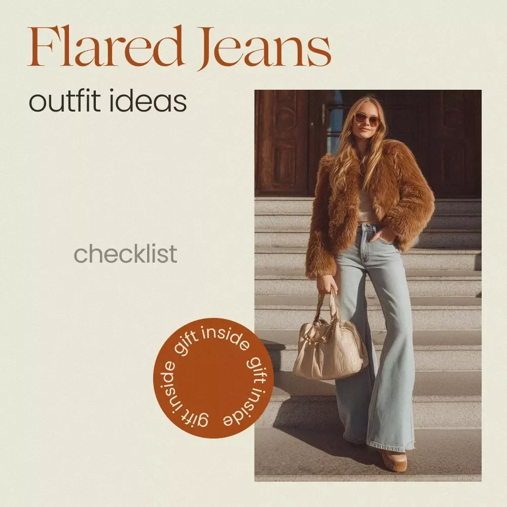 Flared Jeans Outfit Ideas Checklist, Stylish Flared Jeans Outfits Guide, Retro & Modern Denim Styling Tips Digital Download
