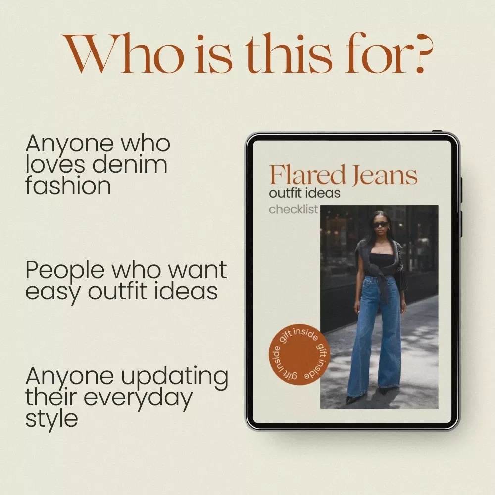 Flared Jeans Outfit Ideas Checklist, Stylish Flared Jeans Outfits Guide, Retro & Modern Denim Styling Tips Digital Download