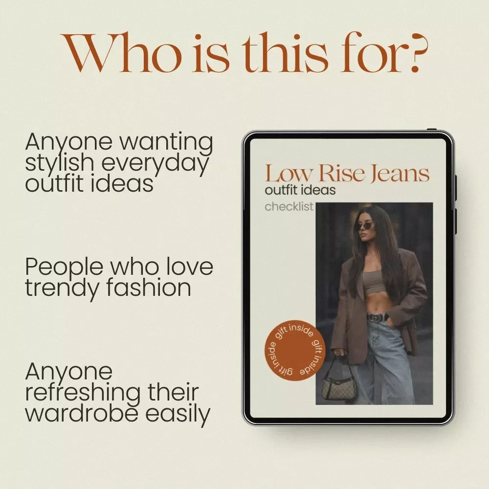 Low Rise Jeans Outfit Ideas Checklist, Stylish low rise jeans outfits Guide, Trendy Y2K & Casual Outfit Planner, Digital Download Fashion Styling Checklist
