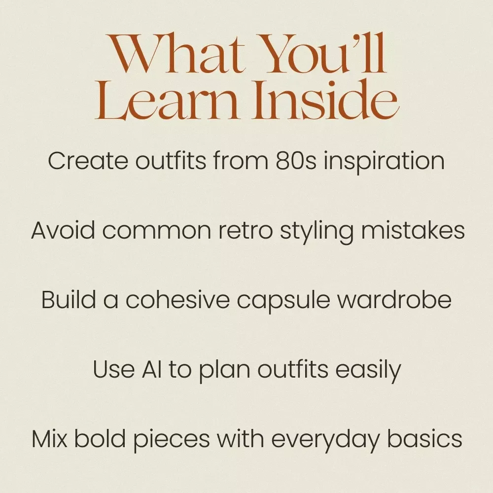 Modern Eighties Fashion Made Simple Guide | Eighties Fashion Modernized Style eBook, Retro Outfit Ideas, Capsule Wardrobe Planner