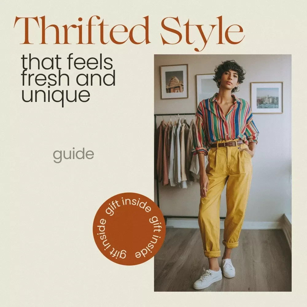Thrifted Style That Feels Fresh and Unique – Thrifted Outfits Ideas Guide, Vintage Styling Tips, Mix & Match Wardrobe Ebook, Sustainable Fashion Inspiration