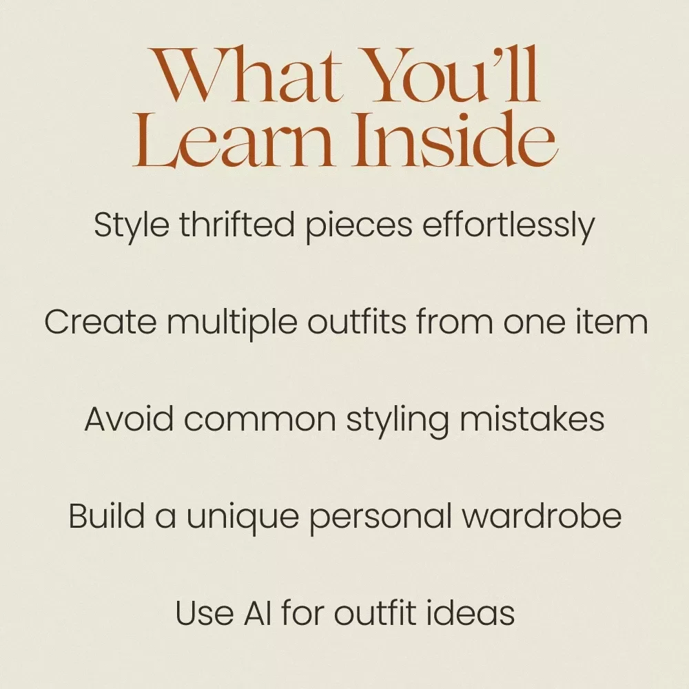 Thrifted Style That Feels Fresh and Unique – Thrifted Outfits Ideas Guide, Vintage Styling Tips, Mix & Match Wardrobe Ebook, Sustainable Fashion Inspiration
