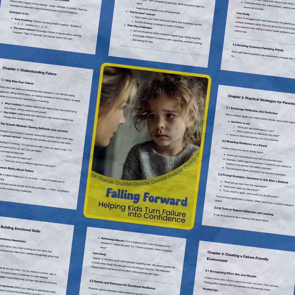 Falling Forward: Helping Kids Turn Failure into Confidence – A Parent Guide on how to help kids deal with failure, Build Resilience, Growth Mindset & Emotional Strength (Digital Download)