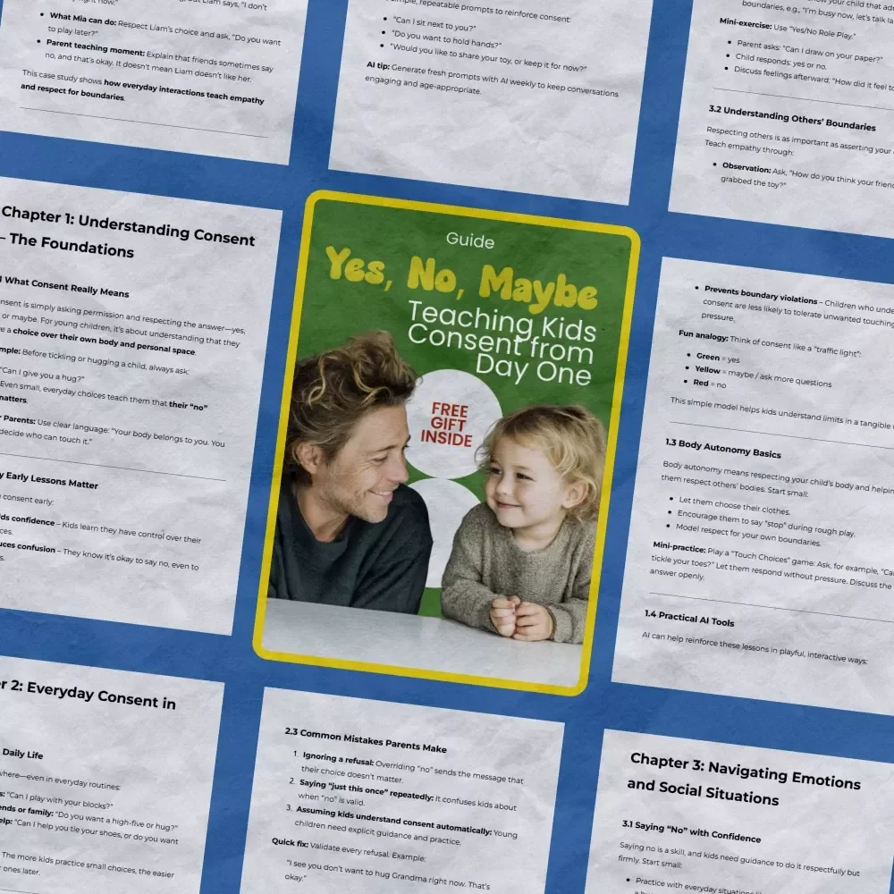 Yes, No, Maybe: Teaching Kids Consent from Day One – A Parent’s Guide on how to teach kids about consent early | Printable eBook & Family Resource