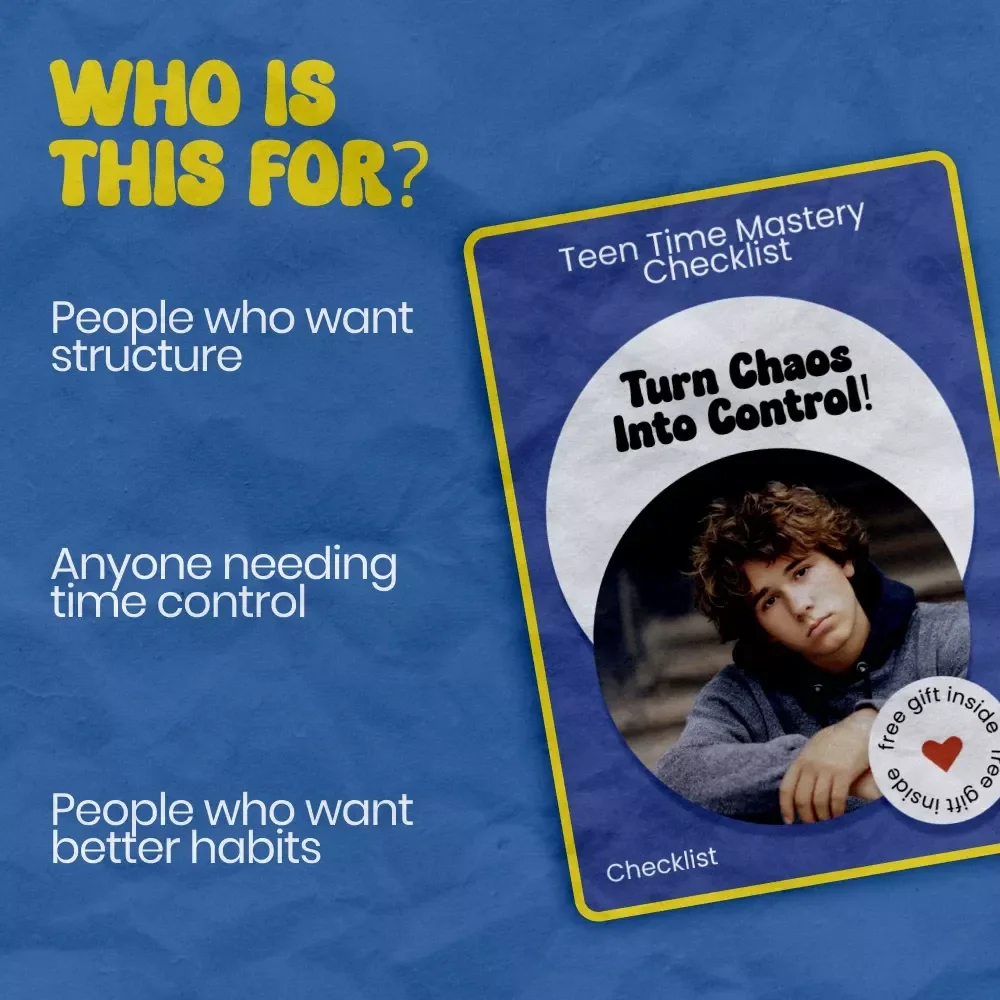 Teen Time Mastery Checklist: Turn Chaos Into Control! | how to help teen with time management Printable Planner System for Organized Teens & Stress-Free Scheduling