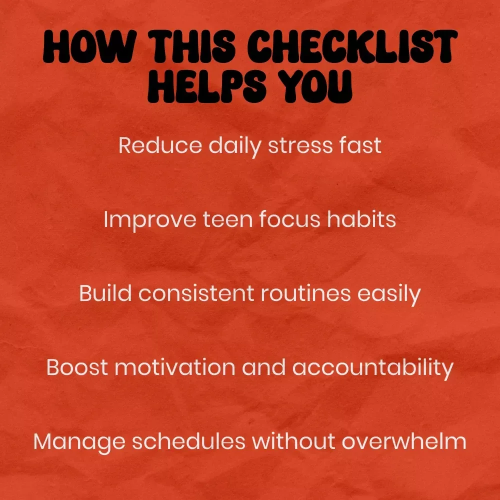 Teen Time Mastery Checklist: Turn Chaos Into Control! | how to help teen with time management Printable Planner System for Organized Teens & Stress-Free Scheduling