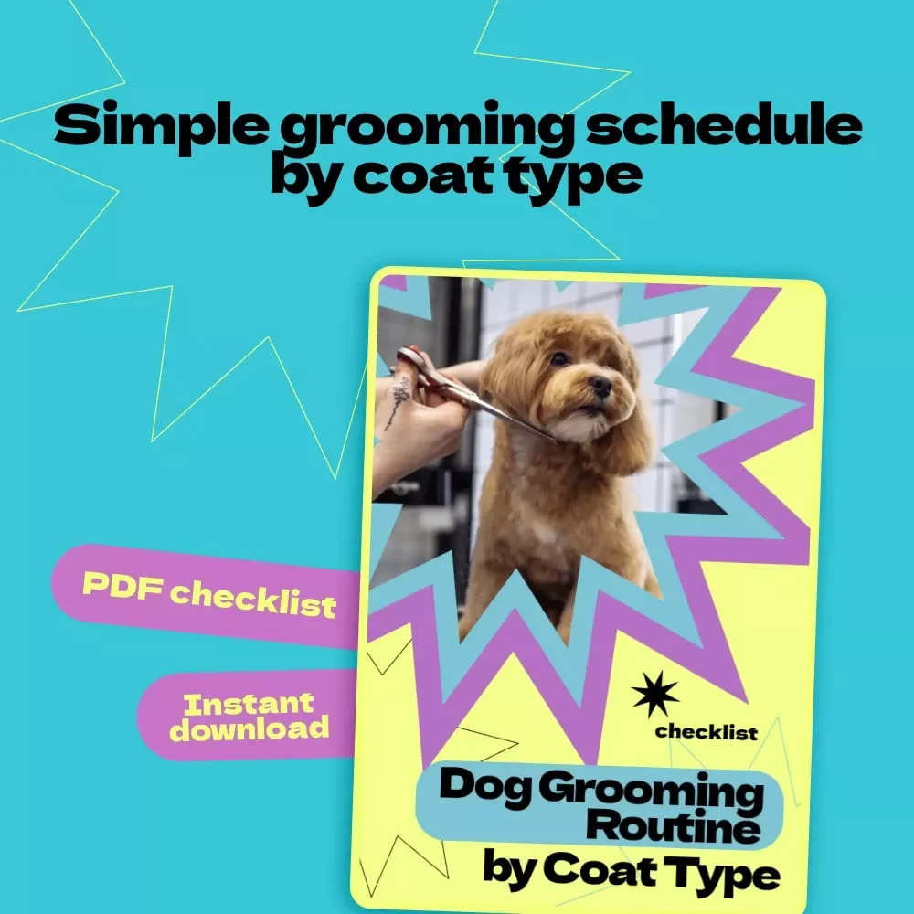 Dog Grooming Routine by Coat Type Checklist | How Often to Groom Dog by Coat Type Guide | Printable Pet Care Planner for Healthy, Happy Dogs