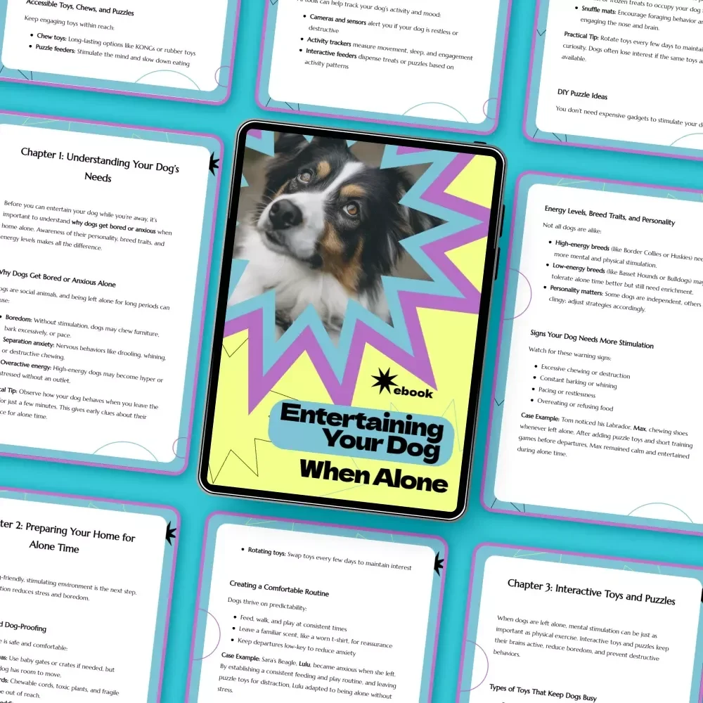 Entertaining Your Dog When Alone – Ultimate Ebook Guide on How to Entertain Dog When Home Alone, Reduce Boredom & Anxiety, DIY Dog Activities & Enrichment Ideas