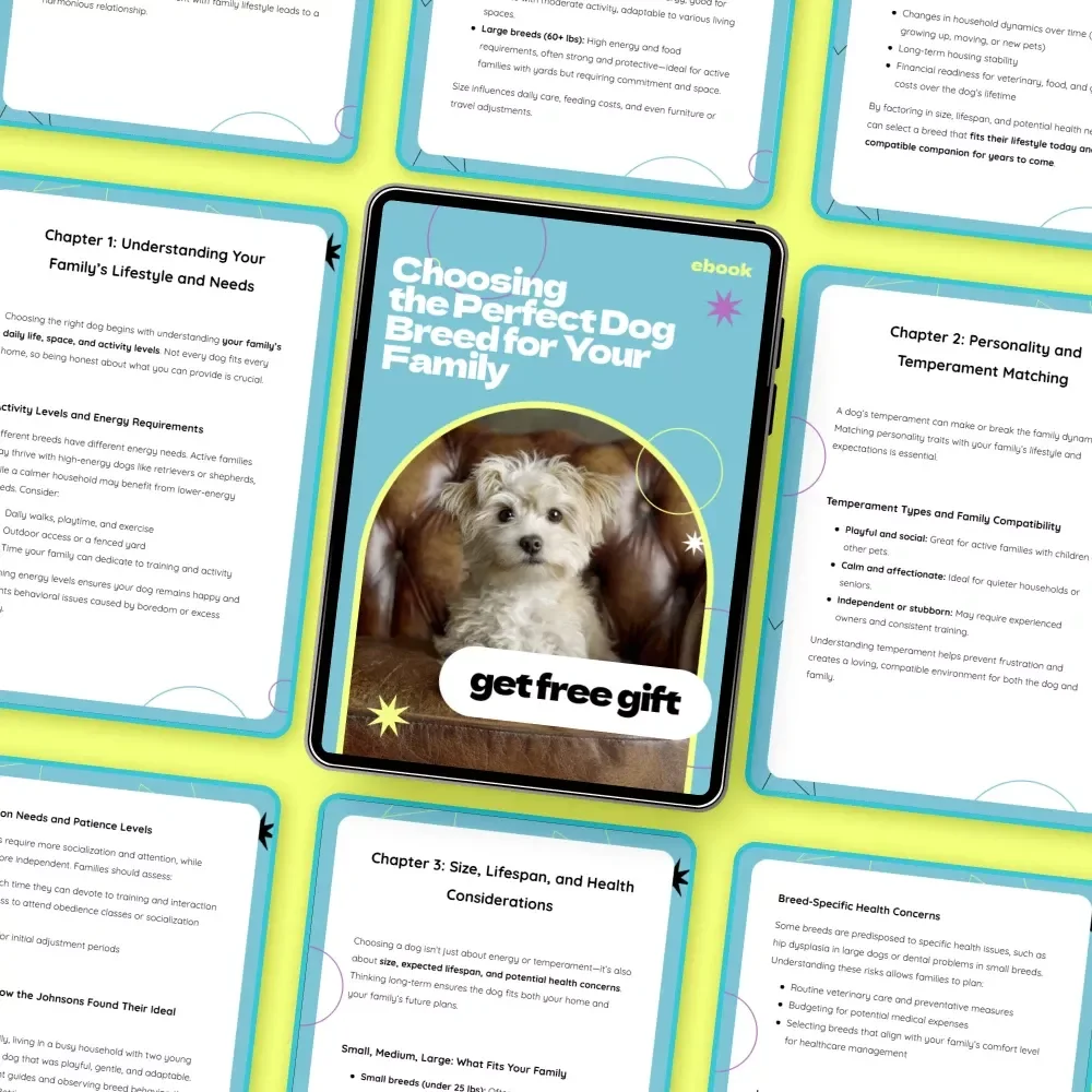 Choosing the Perfect Dog Breed for Your Family | How to Choose Dog Breed for Family eBook Guide, Family-Friendly Dog Selection Checklist & AI Breed Matching Resource