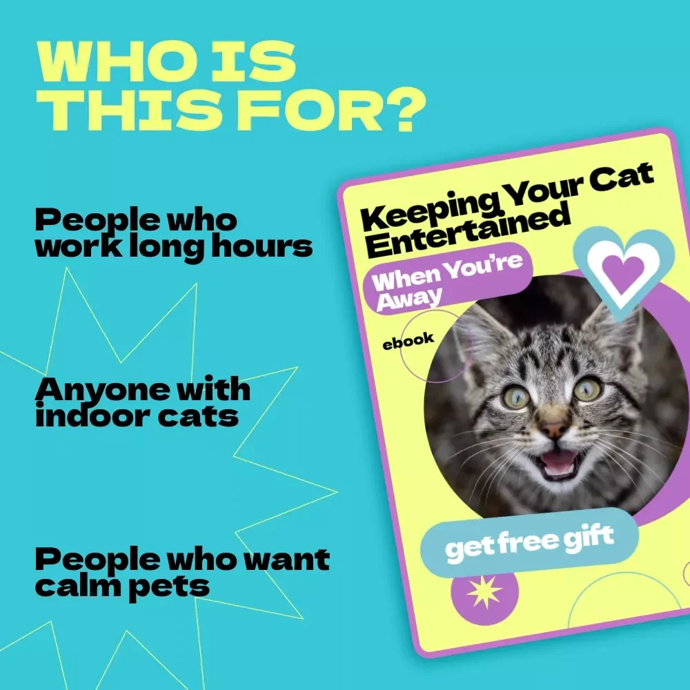 Keeping Your Cat Entertained When You’re Away – A Complete Guide on how to entertain cat when home alone | Cat Enrichment eBook for Happy, Stimulated Indoor Cats