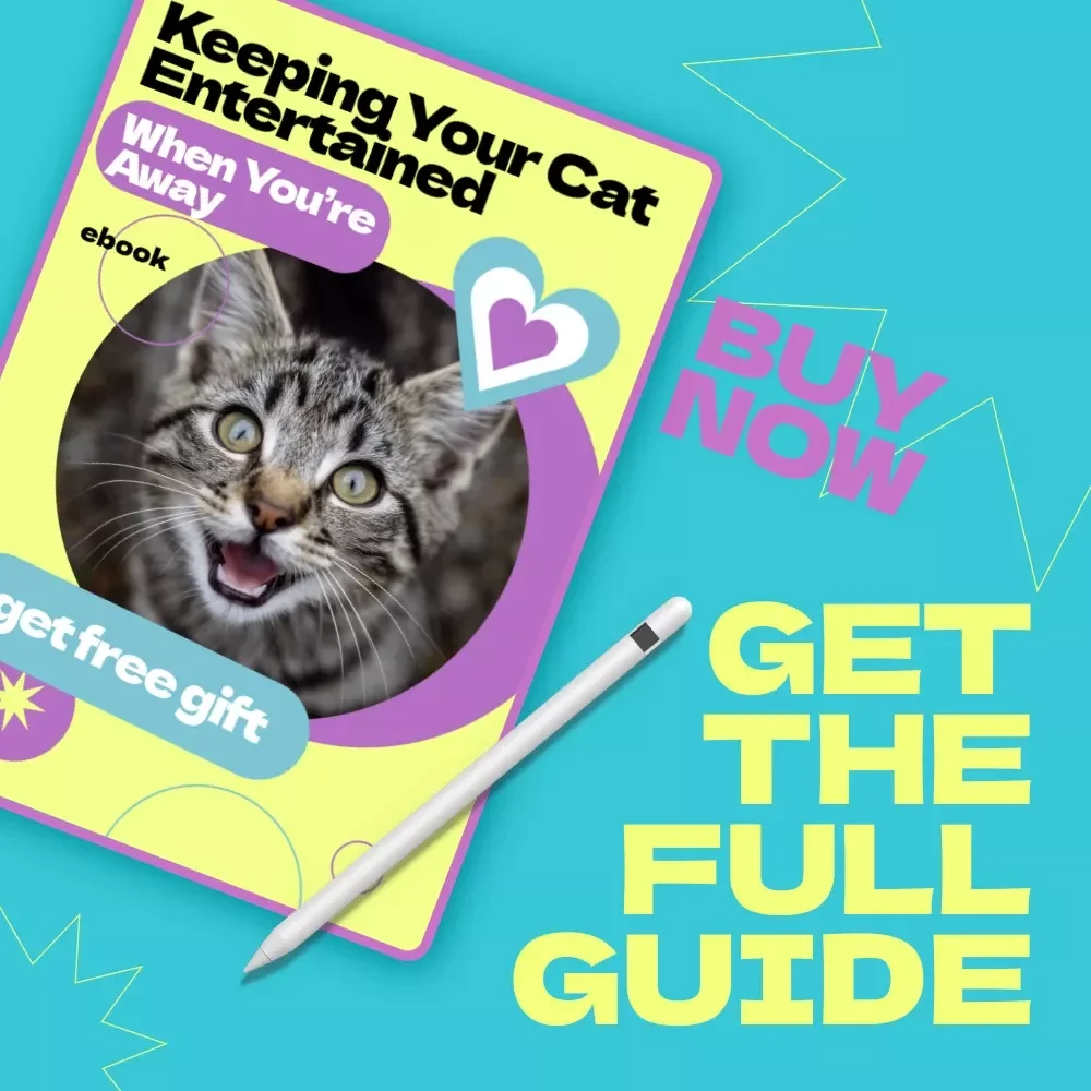 Keeping Your Cat Entertained When You’re Away – A Complete Guide on how to entertain cat when home alone | Cat Enrichment eBook for Happy, Stimulated Indoor Cats