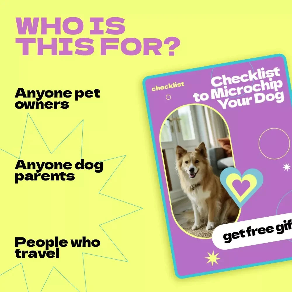 Checklist to Microchip Your Dog | How to Microchip a Dog Step-by-Step Printable Guide for Pet Owners | Dog Safety & ID Registration Checklist