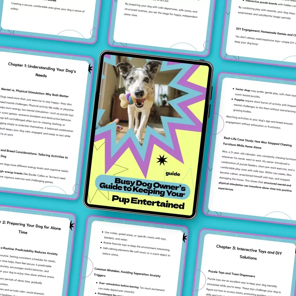 Busy Dog Owner’s Guide to Keeping Your Pup Entertained – How to Keep Dog Busy While at Work, DIY Toys, Mental Stimulation & Routine Training eBook
