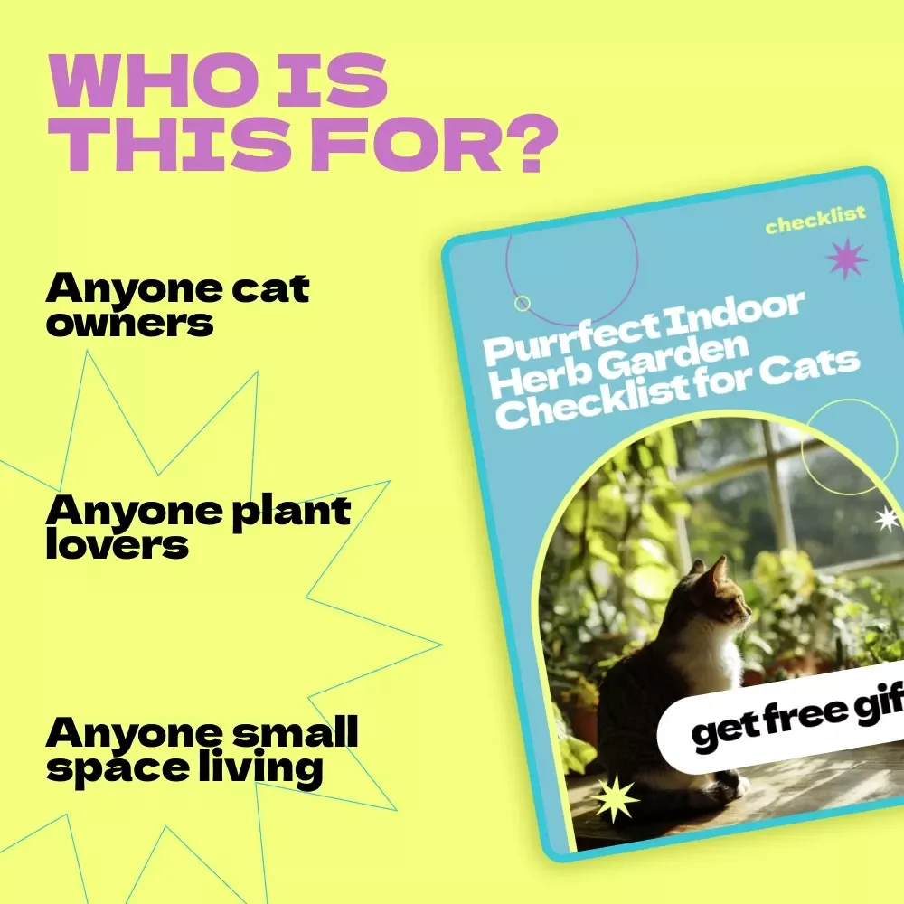 Purrfect Indoor Herb Garden Checklist for Cats – How to Set Up Indoor Herb Garden for Cats, Cat-Safe Plants Guide, Easy Pet-Friendly Gardening Printable