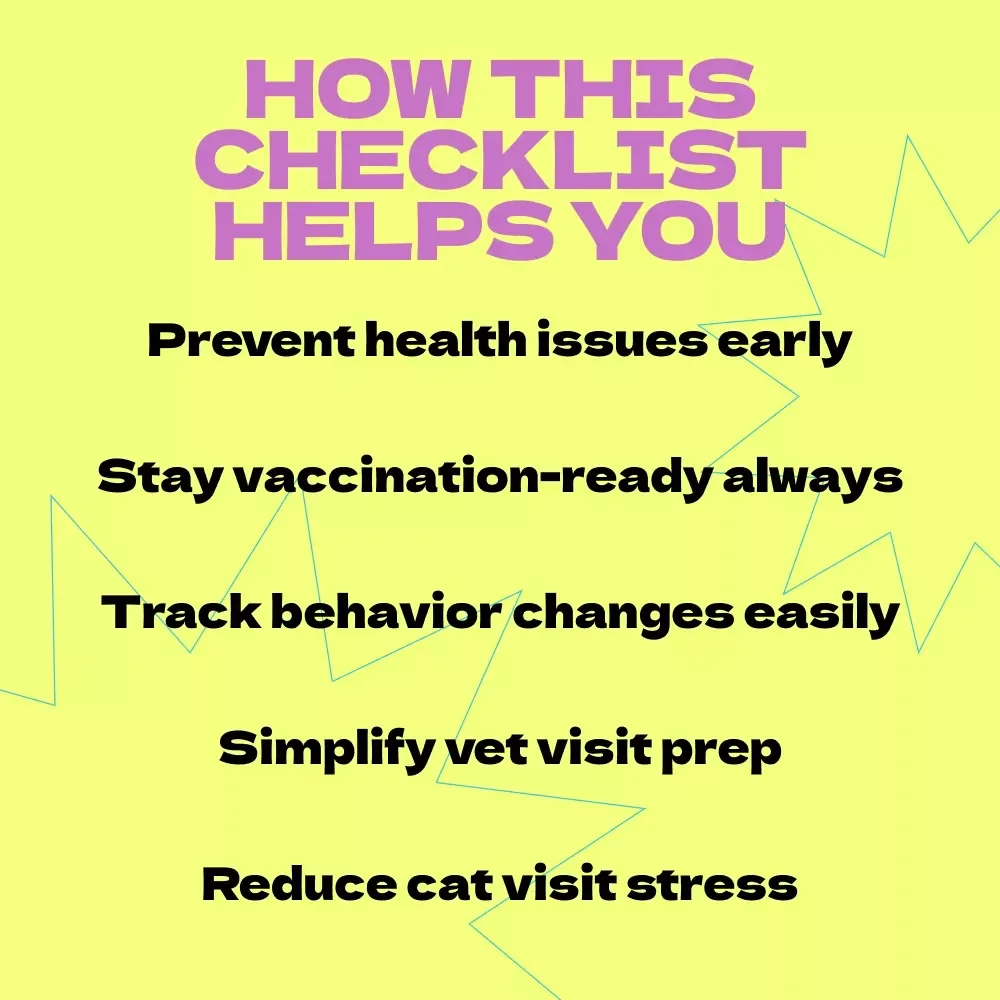Your Cat Vet-Visit Checklist | Printable Pet Health Planner & Guide – How Often to Take Cat to Vet, Annual Exam Tracker, Cat Care Organizer