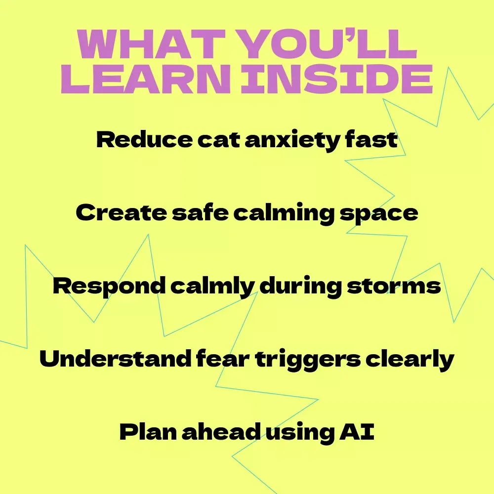 Helping Your Cat During Thunderstorms – Complete Guide on how to keep cat calm during thunderstorms, Anxiety Relief Tips, Safe Space Setup, AI Storm-Calming Plan for Cats