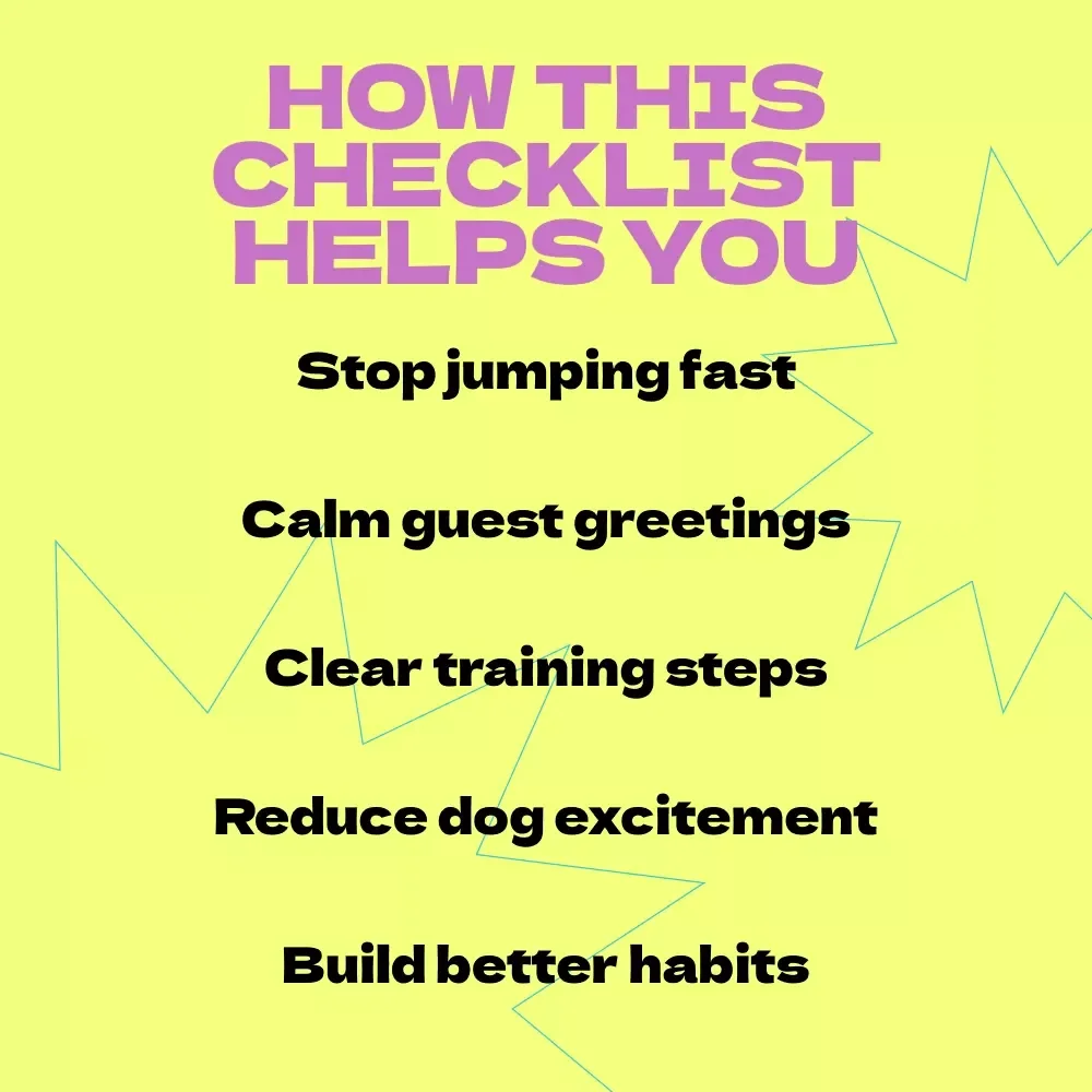 Stop Your Dog from Jumping on Guests Checklist – How to Stop Dog from Jumping on Guests Training Guide, Calm Greeting Routine, Dog Behavior Digital Download