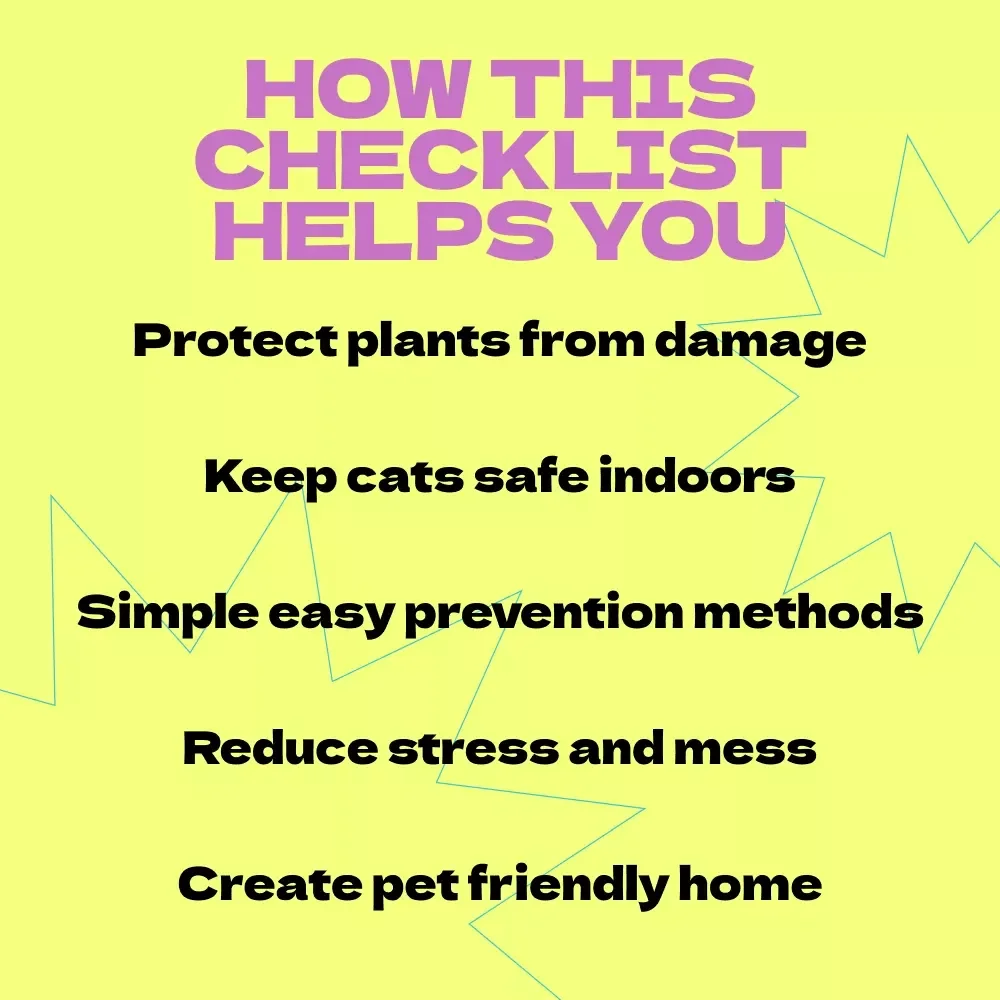Cat-Proof Houseplant Checklist | How to Stop Cat from Eating Houseplants Guide | Pet-Safe Plant Care Printable Digital Download