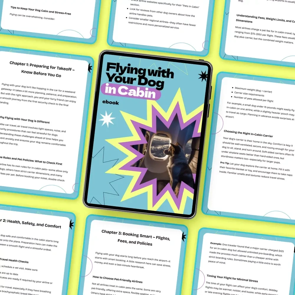 Flying with Your Dog in Cabin – The Ultimate Guide on how to fly with a dog in cabin | Stress-Free Pet Travel eBook & Checklist