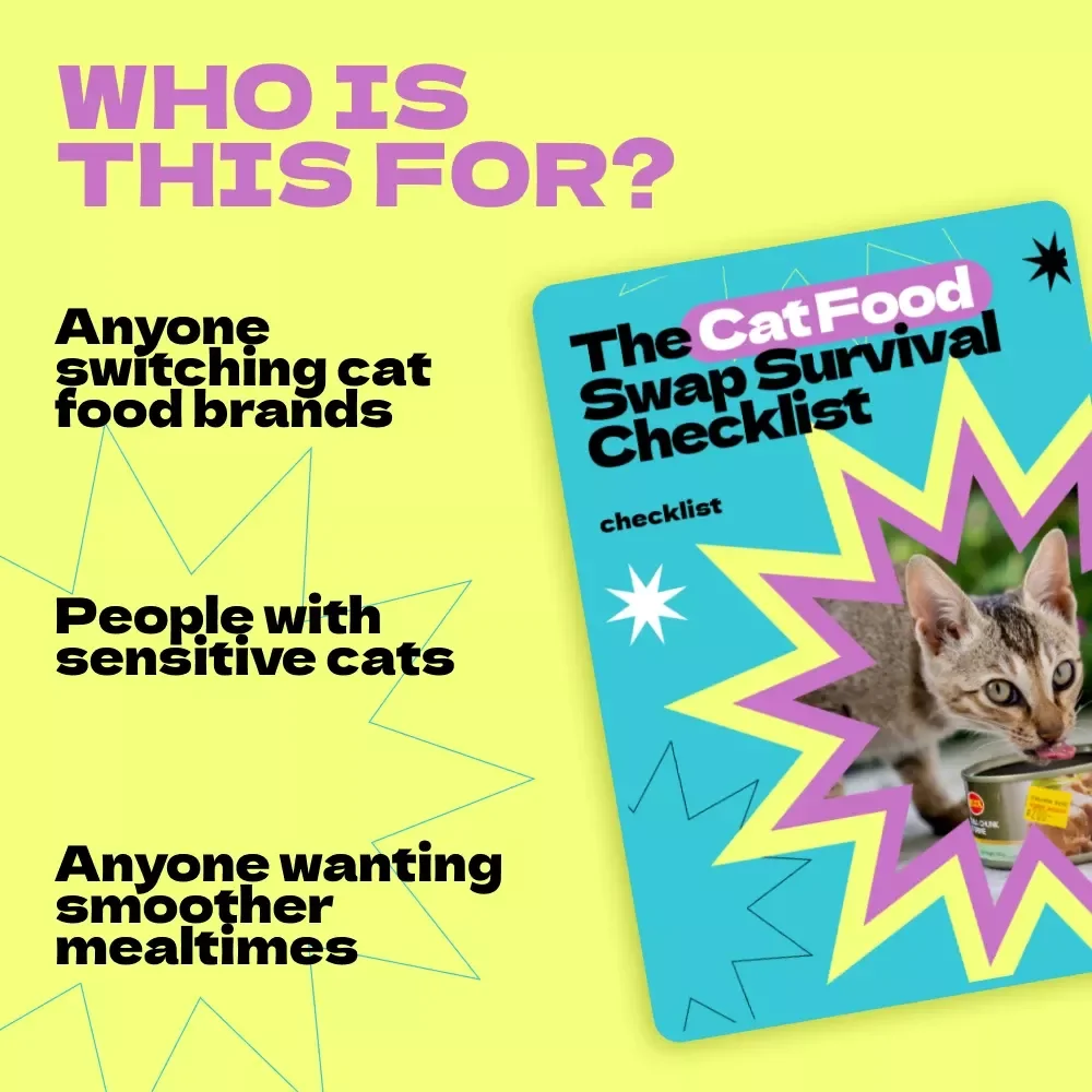 The Cat Food Swap Survival Checklist – How to Switch Cat Food Without Upset Stomach | Gentle Transition Guide for Sensitive Cats | Vet-Friendly Feeding Plan