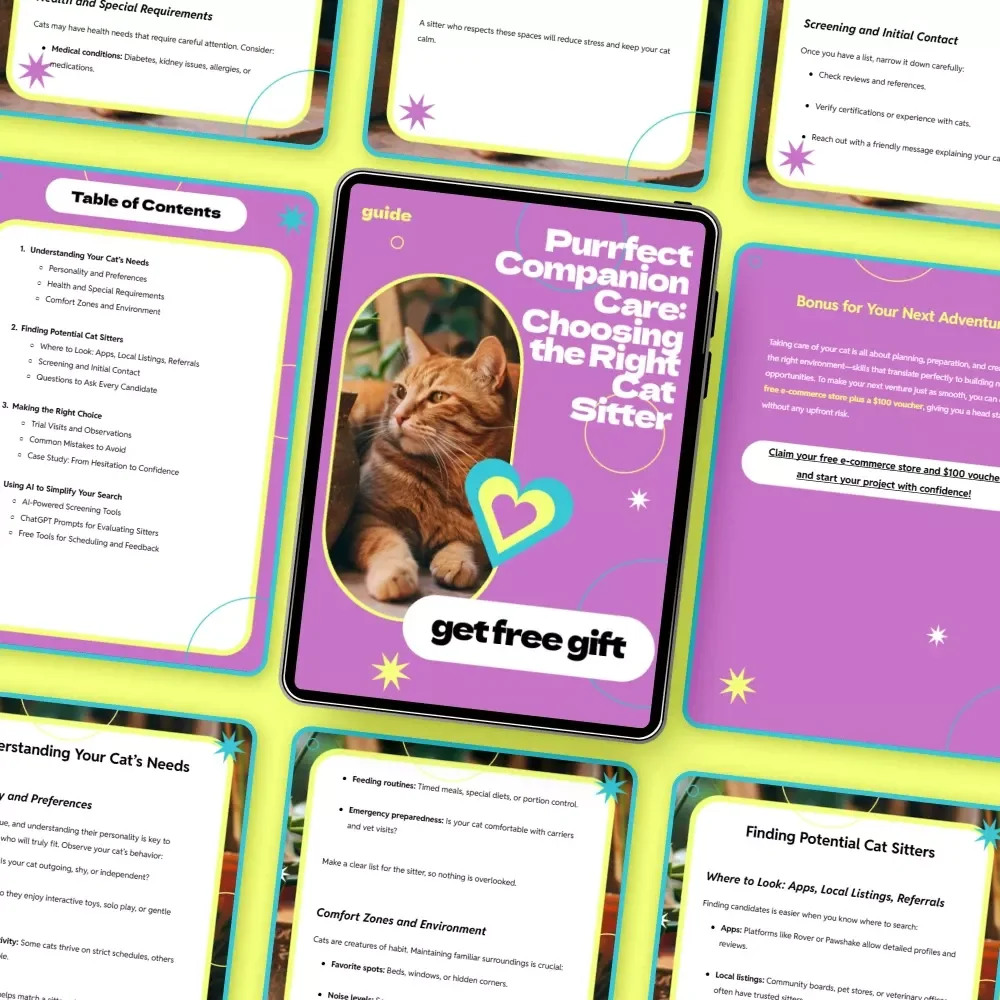 Purrfect Companion Care: Choosing the Right Cat Sitter | how to choose pet sitter for cat Guide, Cat Care eBook, Pet Sitting Checklist, Cat Owner Resource