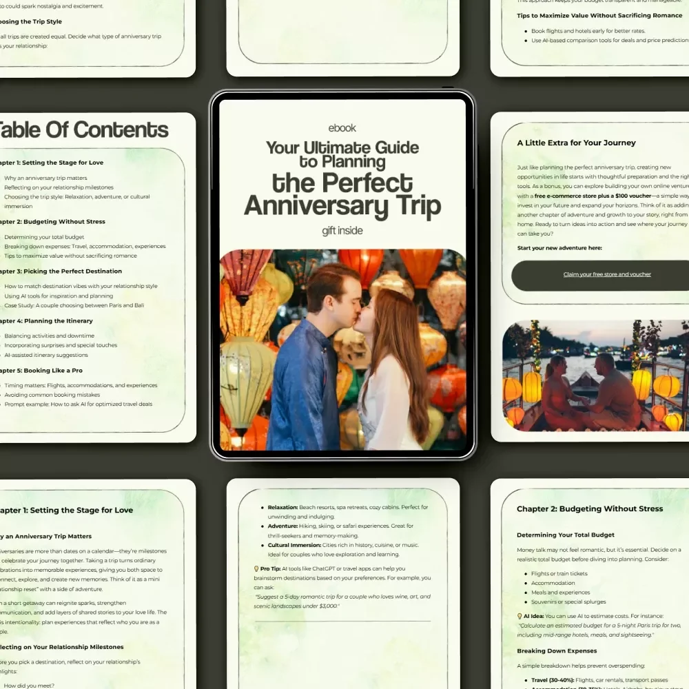Your Ultimate Guide to Planning the Perfect Anniversary Trip - eBook & Checklist for Couples