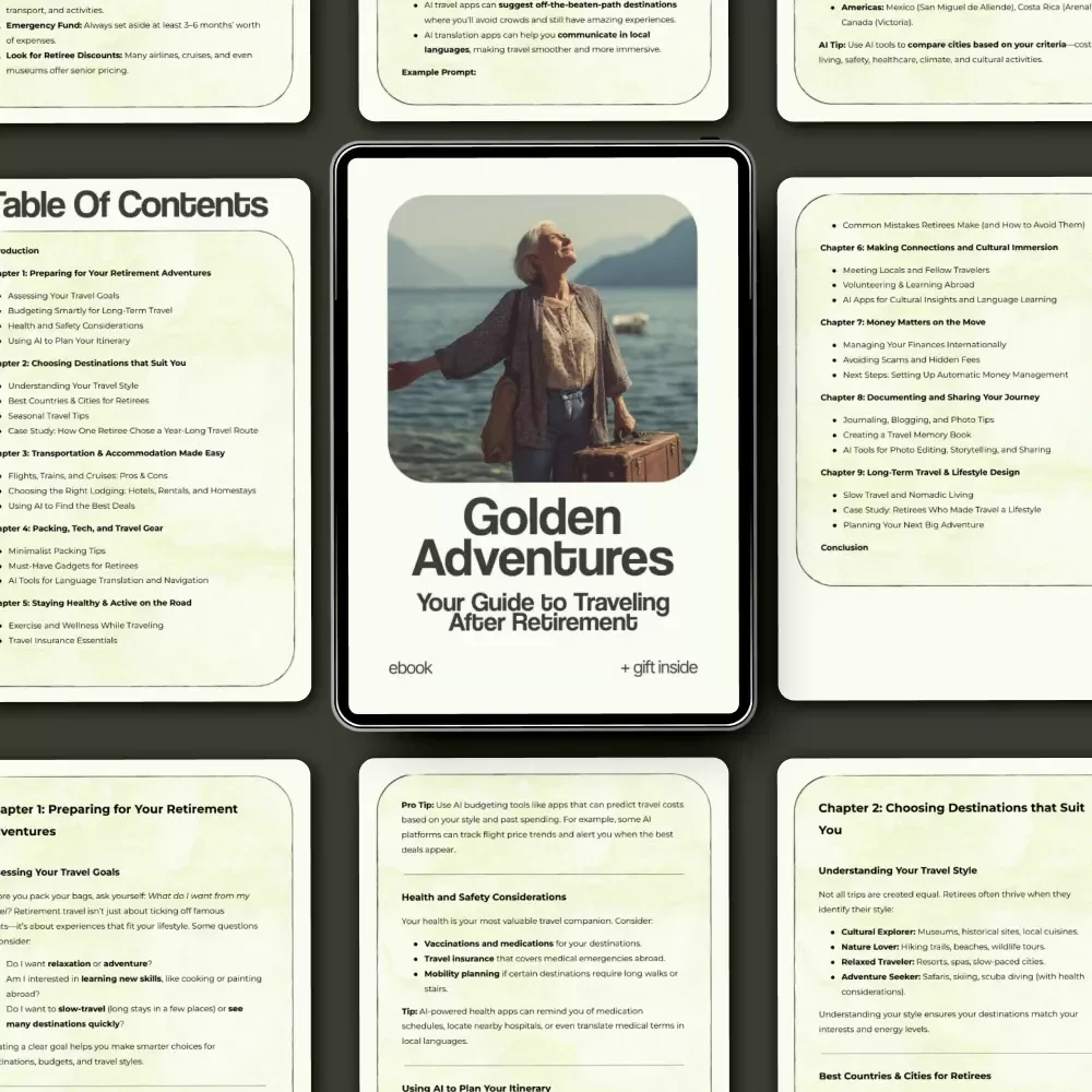 Golden Adventures: Your Guide to Traveling After Retirement – How to Travel After Retirement eBook, Retirement Travel Guide, Digital Download for Senior Explorers