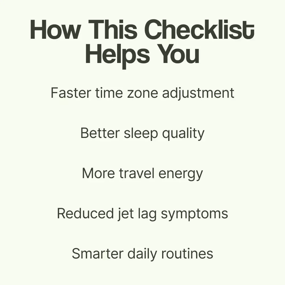 Quick-Shift Checklist: How to Adjust to Time Zones Fast – Travel Jet Lag Recovery Guide, Sleep Reset Planner, Instant Download Checklist for Frequent Flyers & Travelers