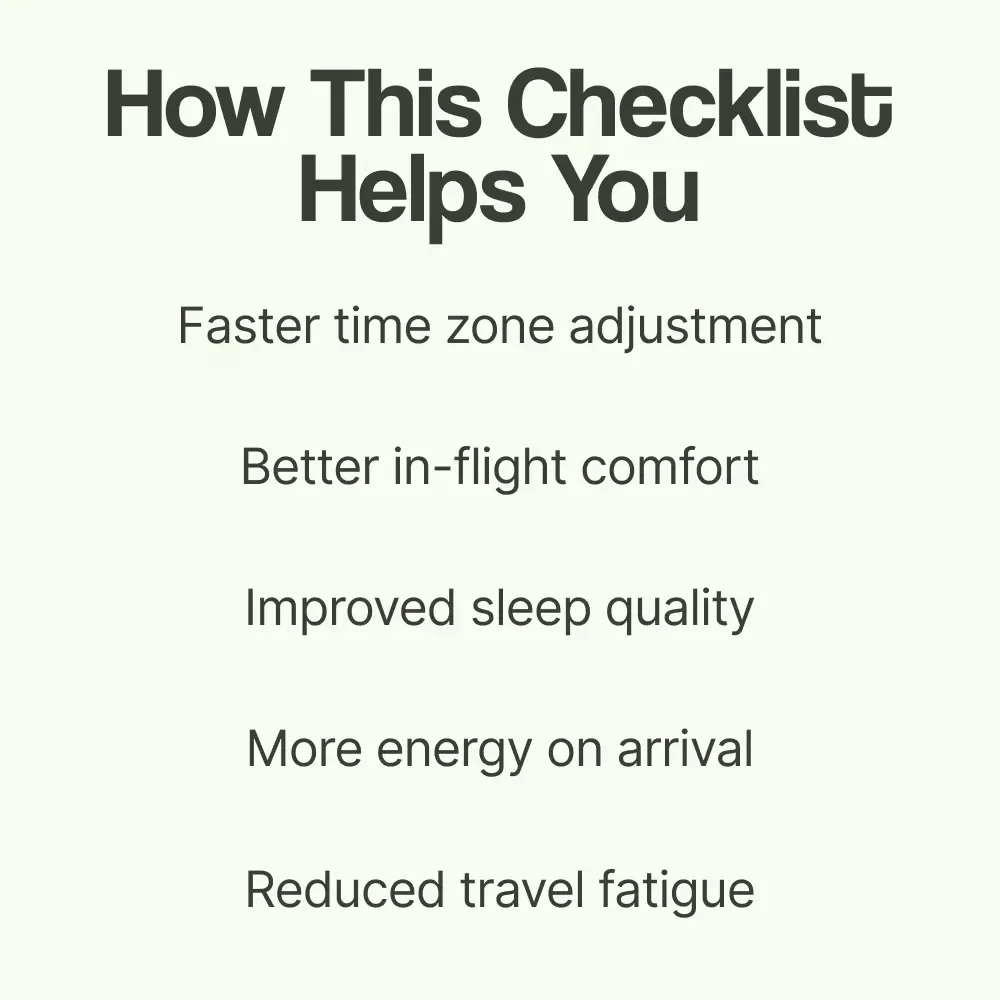 Checklist: How to Avoid Jet Lag – Travel Wellness Guide, Sleep Adjustment Tips, Hydration & Flight Routine Planner, Digital Download