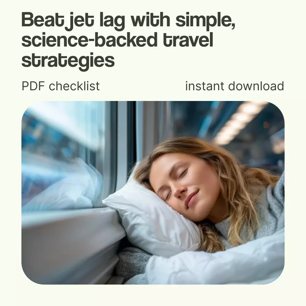 Checklist: How to Avoid Jet Lag – Travel Wellness Guide, Sleep Adjustment Tips, Hydration & Flight Routine Planner, Digital Download