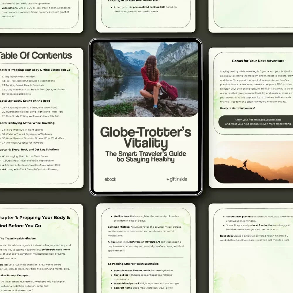 Globe-Trotter’s Vitality: The Smart Traveler’s Guide to Staying Healthy – How to Stay Healthy While Traveling eBook, Wellness Travel Checklist, Digital Download Guide