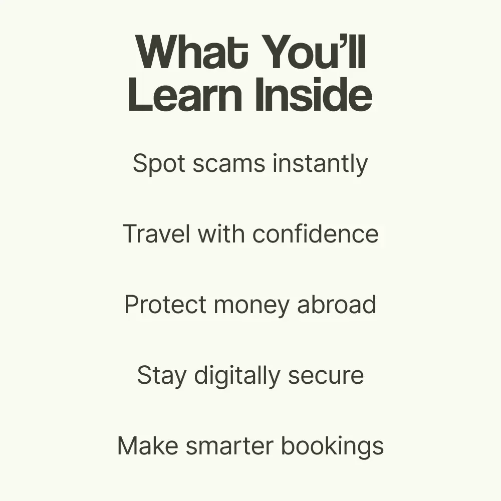 Outsmarting Scams and Staying Safe Abroad – Ultimate Guide on How to Avoid Travel Scams, Smart Booking, Safe Money Tips & Digital Travel Security eBook