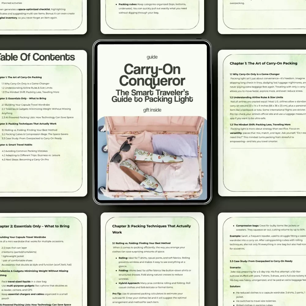 Carry-On Conqueror: The Smart Traveler’s Guide to Packing Light – How to Pack Carry On Only Travel Guide, Minimalist Packing eBook, Smart Travel Checklist