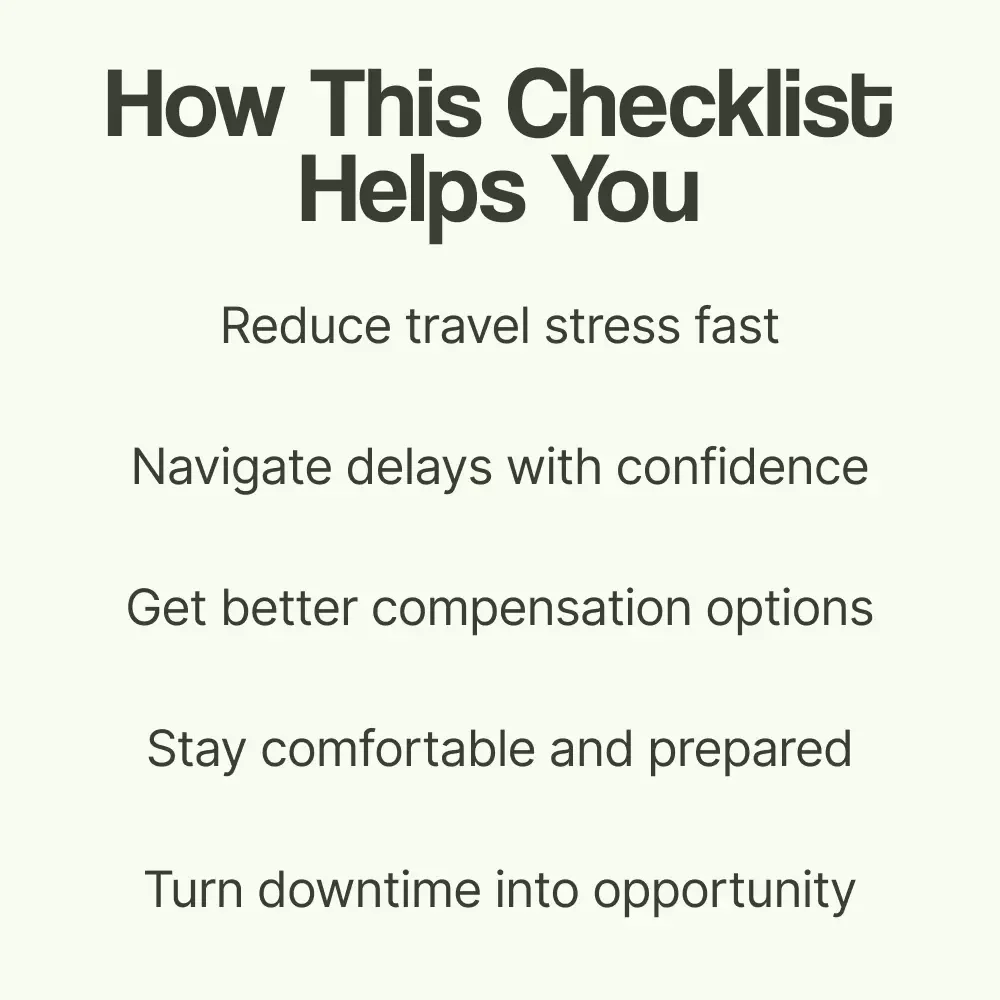 Flight Delay Survival Checklist: Stay Calm, Stay in Control – How to Handle Flight Delays Like a Pro | Travel Checklist Digital Download