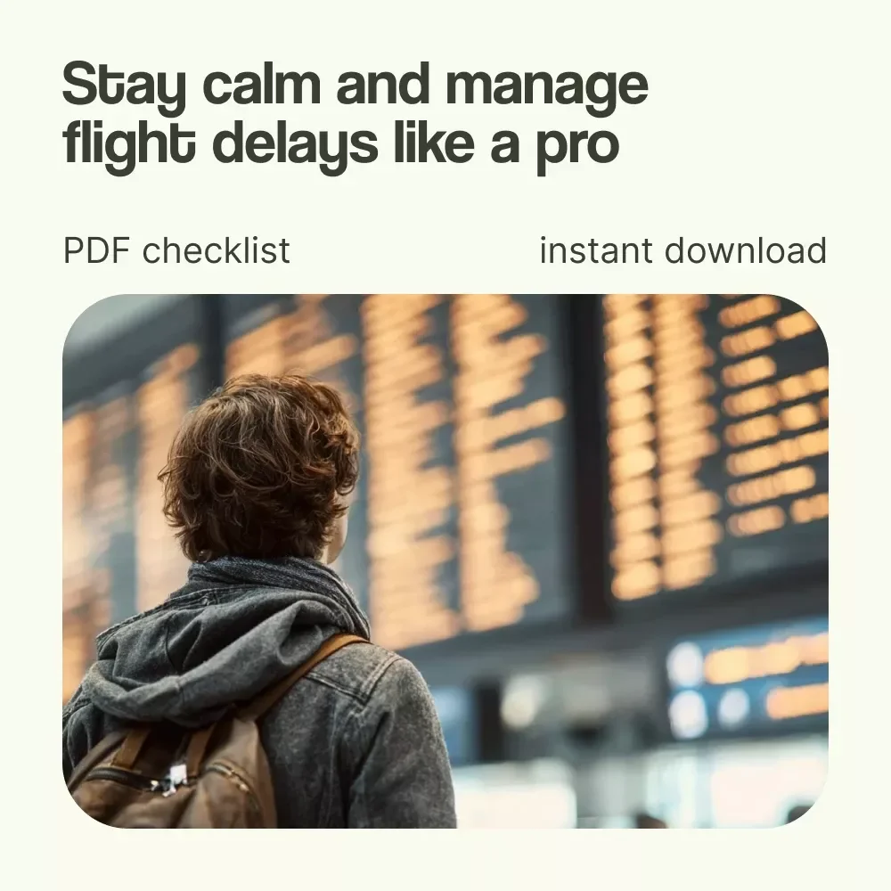 Flight Delay Survival Checklist: Stay Calm, Stay in Control – How to Handle Flight Delays Like a Pro | Travel Checklist Digital Download