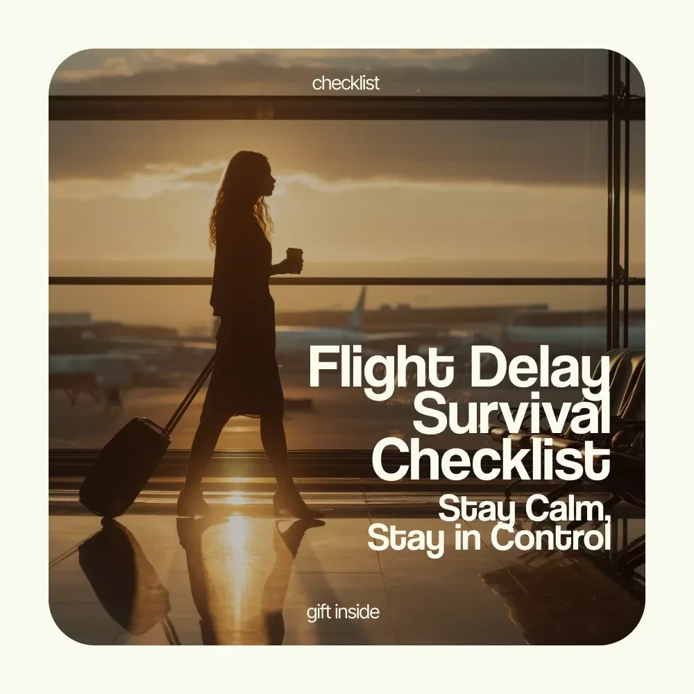 Flight Delay Survival Checklist: Stay Calm, Stay in Control – How to Handle Flight Delays Like a Pro | Travel Checklist Digital Download