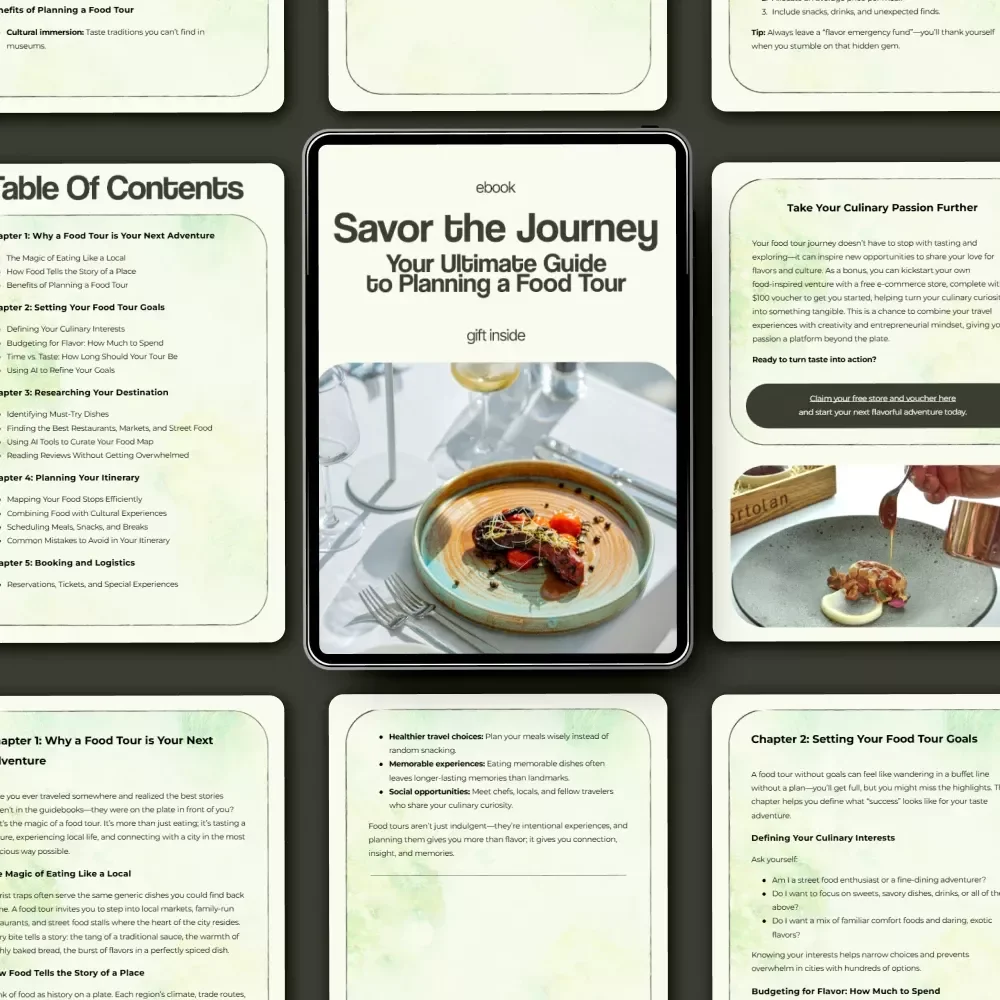 Savor the Journey: Your Ultimate Guide to Planning a Food Tour – Complete eBook on how to plan a food tour, Culinary Travel Planner, Foodie Travel Guide