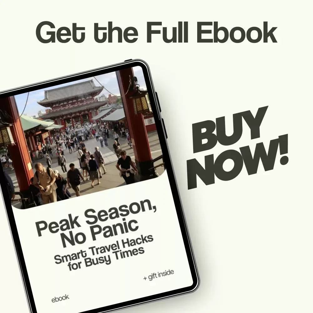 Peak Season, No Panic: Smart Travel Hacks for Busy Times – How to Travel During Peak Season eBook Guide, Stress-Free Vacation Planning, Smart Travel Tips Digital Download