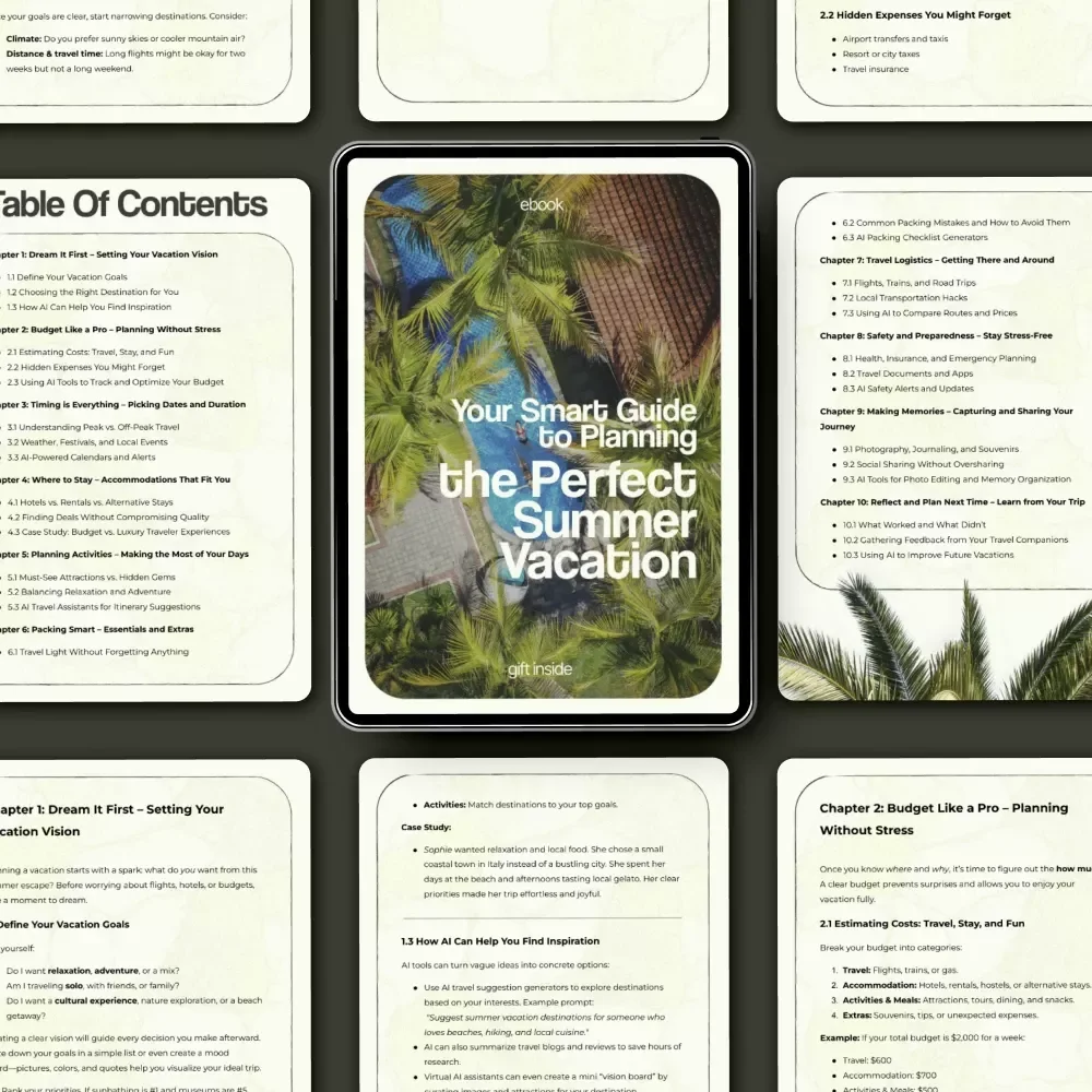Your Smart Guide to Planning the Perfect Summer Vacation – Ultimate Ebook on How to Plan a Summer Vacation, Travel Planning Checklist, Budget & Itinerary Planner, Digital Download